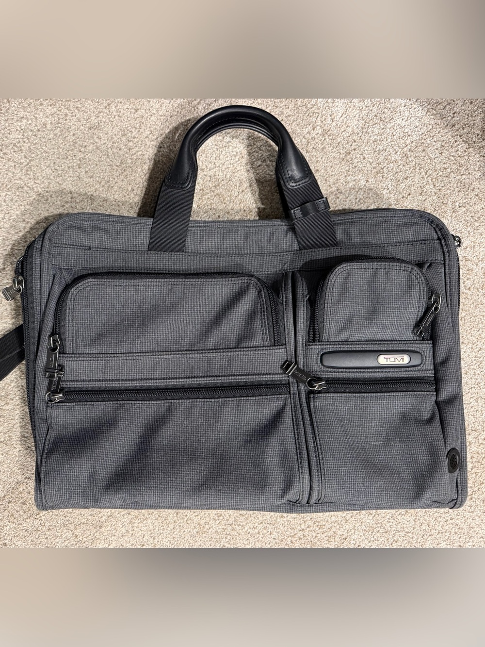TUMI Men’s Business Briefcase / Laptop Bag – Charcoal Grey
